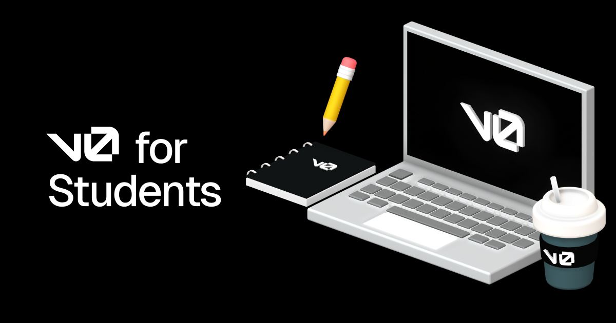 v0 AI generative user interface tool for students illustration